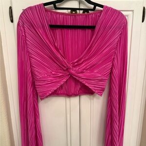 Hot Pink Pleated Crop Top